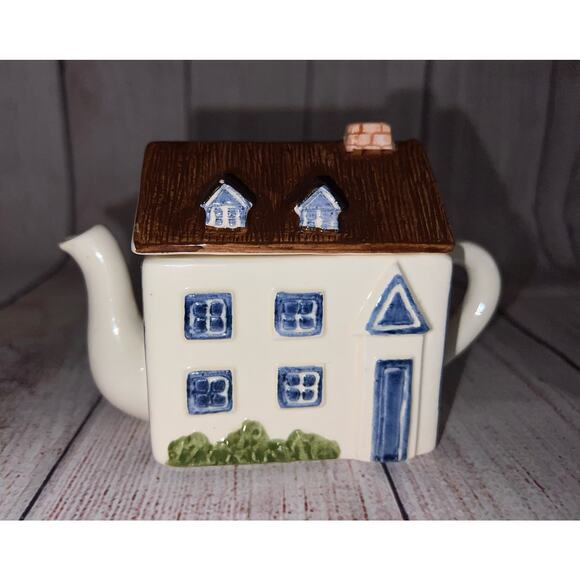 Haldon Group Blue Cream Ceramic Kitchen English Cottage Village Town Tea Set 3x - Picture 13 of 16